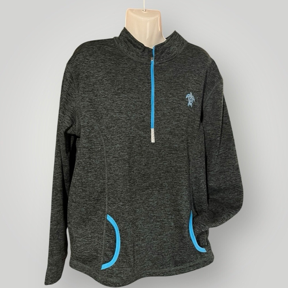 Sea Turtle Quarter Zip Coconut Creek Blue‎ Gray Sweatshirt Womens XL Athleisure